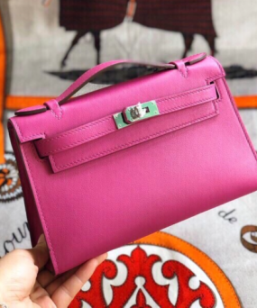 에르메스 미니 켈리백22 로즈퍼플 은장 스위프트